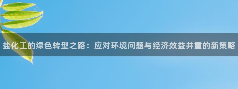 亿万先生网站下载：盐化工的绿色转型之路：应对环境问题与经济效益并重的新策略